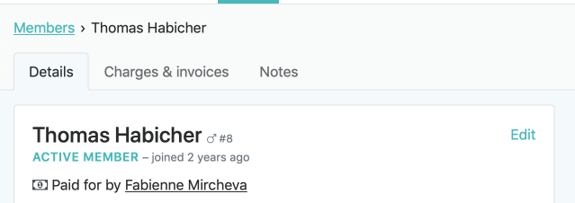 Member detail page for members who doesn’t pay themselves
