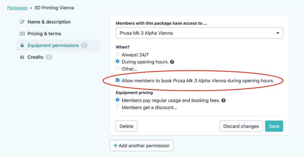 Allow or disallow booking for every permission.