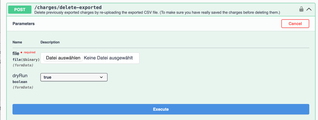 Delete exported charges via the API.
