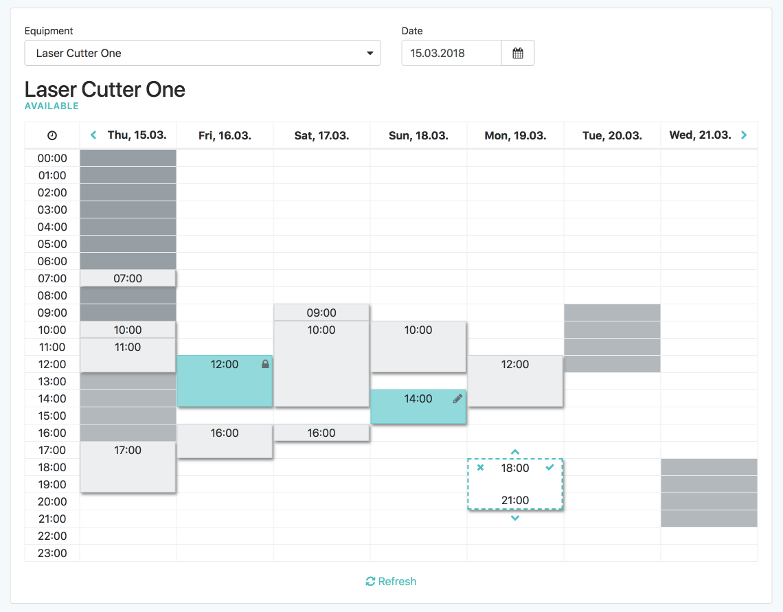 Booking calendar