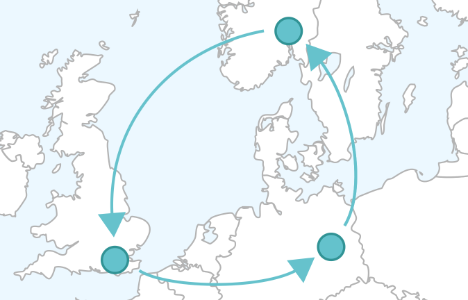 Multiple spaces in different time zones with roaming members